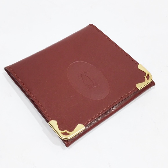 Cartier burgundy leather vintage folding snap pouch - Picture 5 of 10